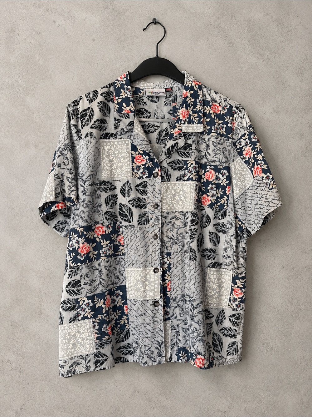 Men’s Paradise Bay Made in USA Patchwork Floral Camp Shirt XL